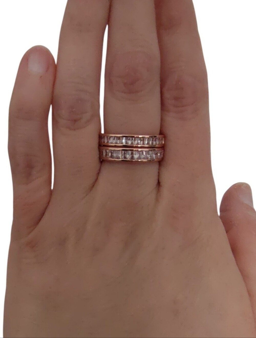 Bomb Party "Strut Your Style" Rose Gold Plated CZ Ring Set Size 8 NWT